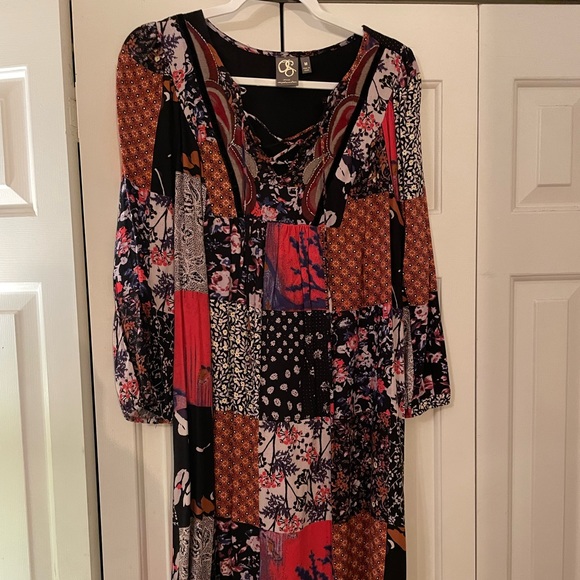 Anthropologie Long Sleeve Dress- Patchwork Multicolored - Picture 2 of 5